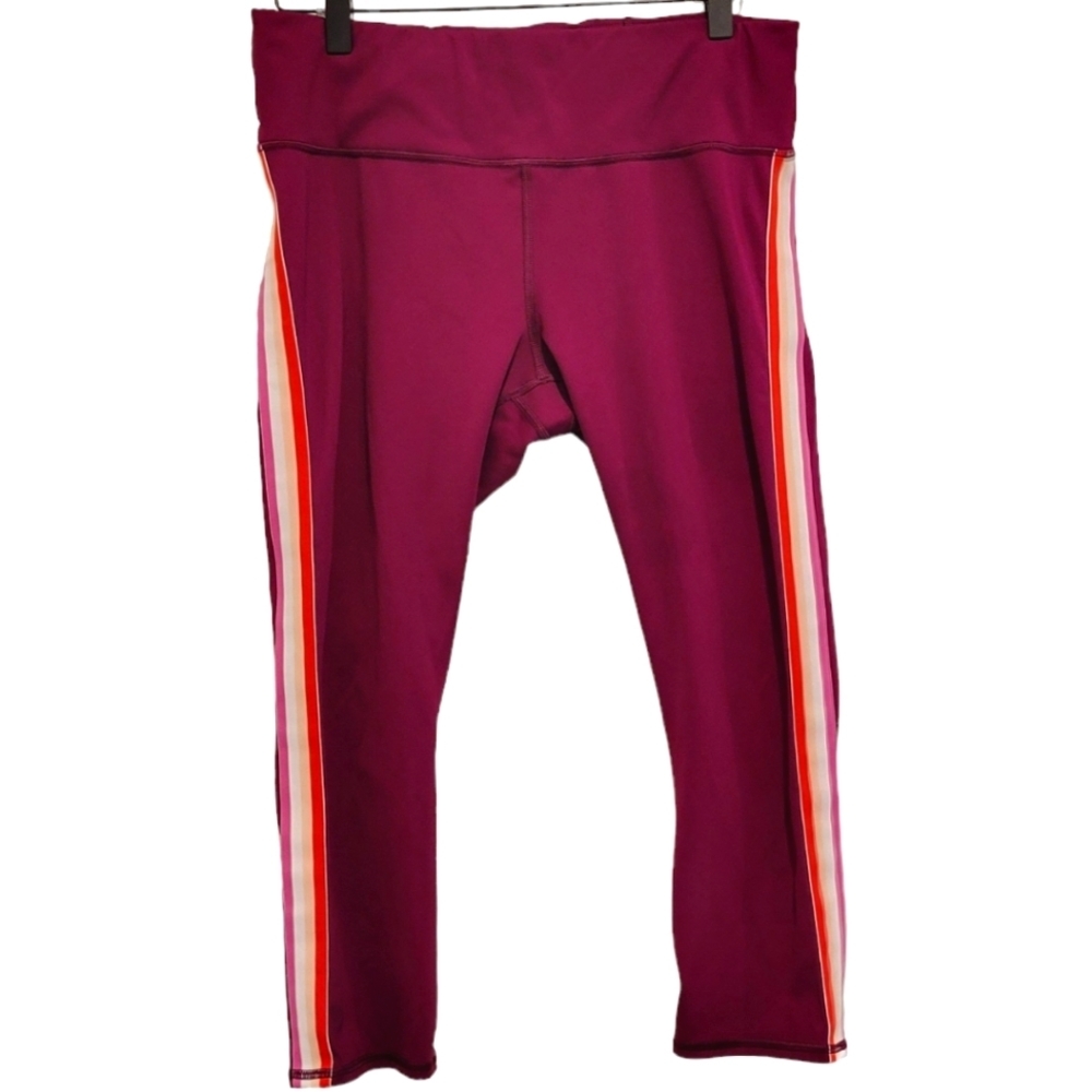 2/$18 Athleta Contender Side Stripe Capri Short Leggings Powerlift High Waisted